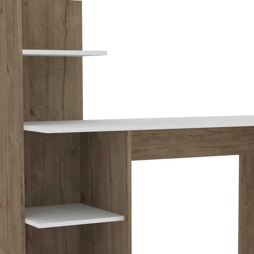 47" White and Brown Computer Desk HomeRoots