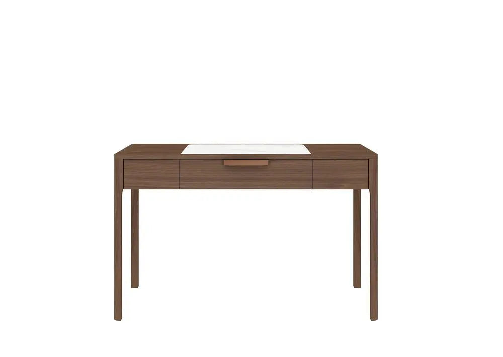 47" White and Brown Marble and Wood Computer Desk - NOBLE HOME INTERIORS