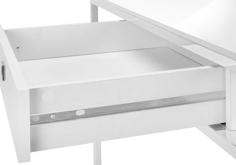 47" White and Silver Wood and Metal Sled Computer Desk - NOBLE HOME INTERIORS