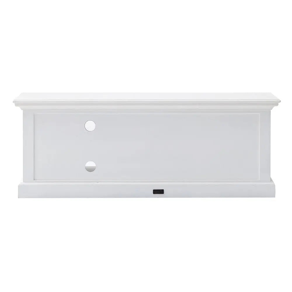 47" White Solid Wood Drawers and Open Shelving Entertainment Center - NOBLE HOME INTERIORS