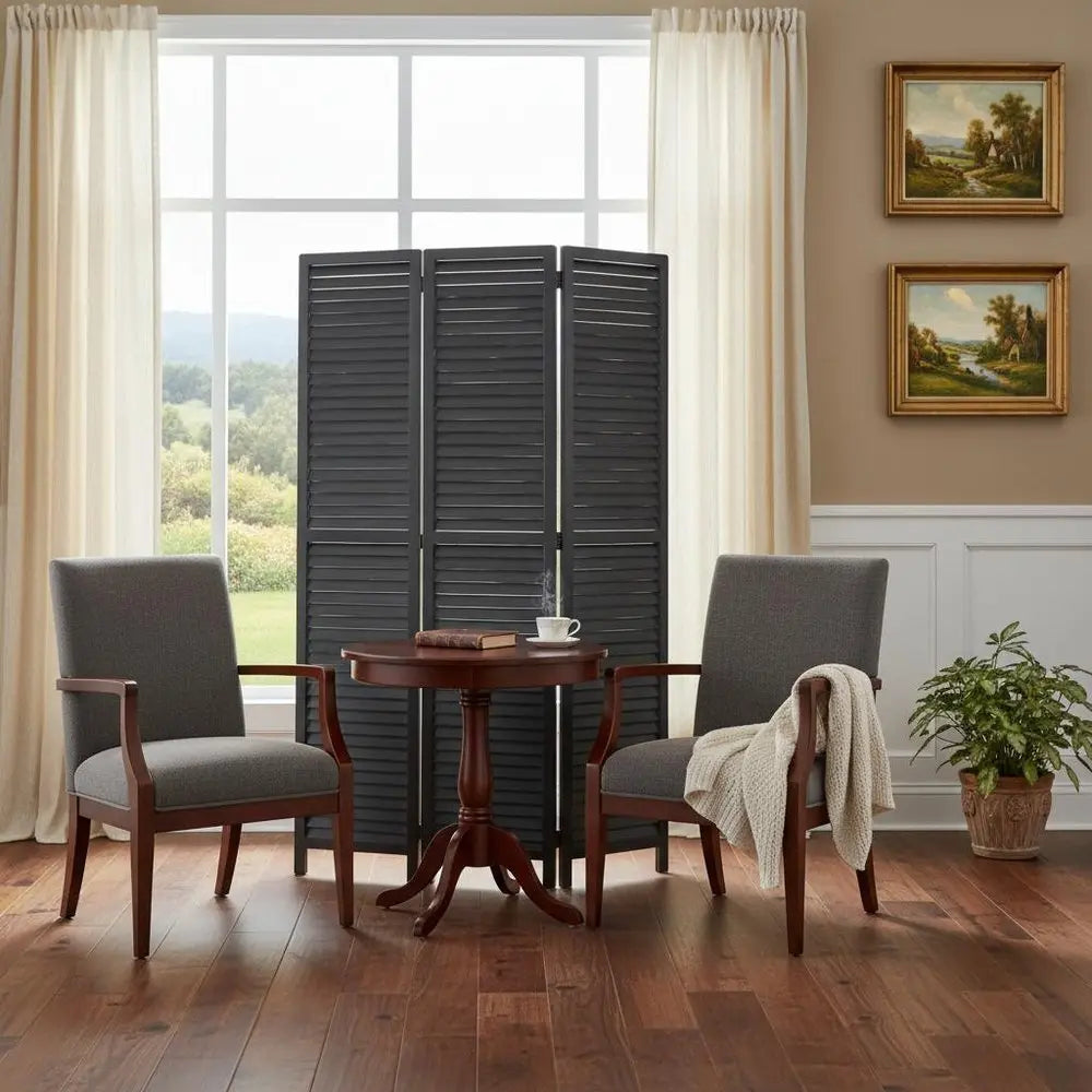 47 X 67 Black Wood Screen - NOBLE HOME INTERIORS