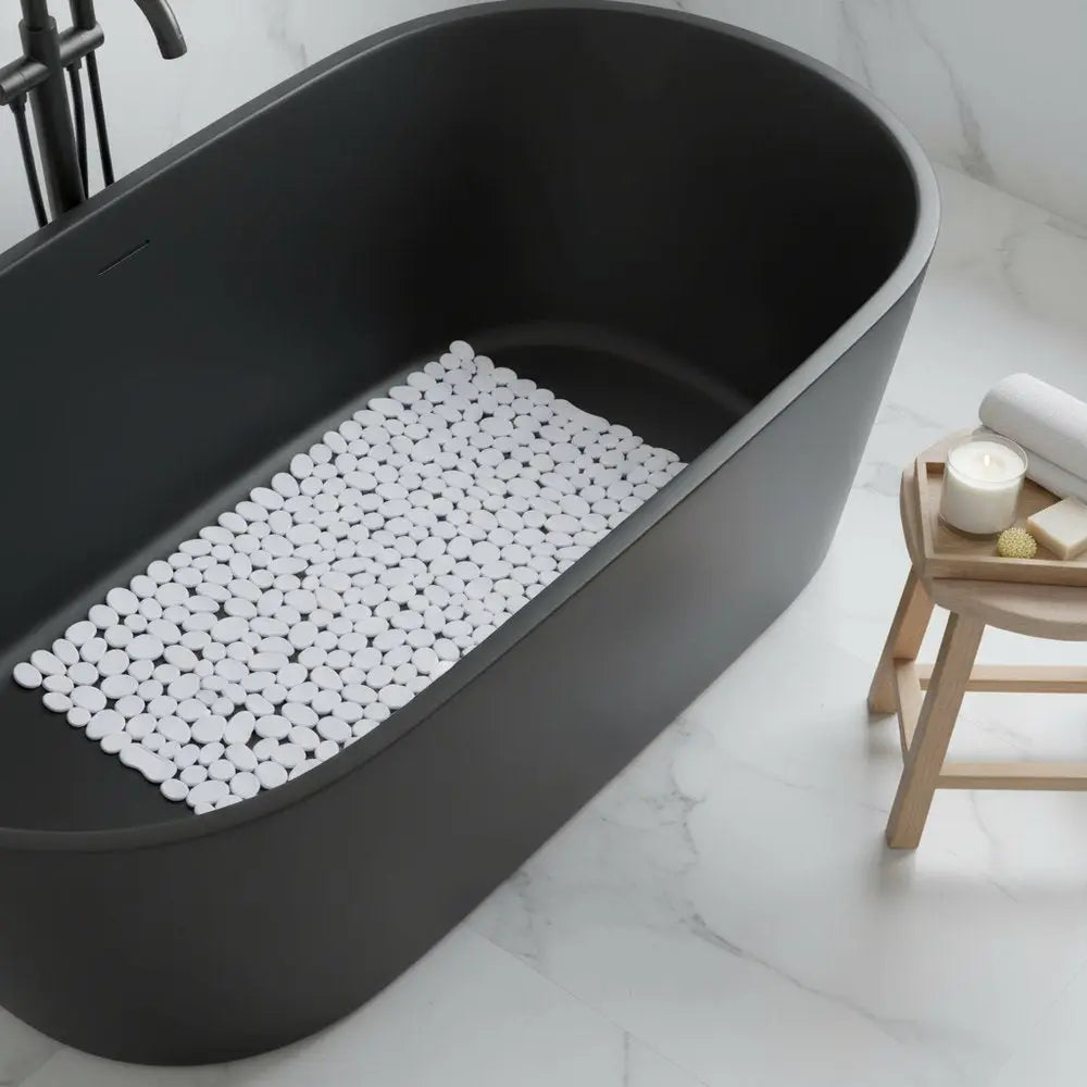 35" White Spa Pebbles Non Slip Bathtub Mat HomeRoots