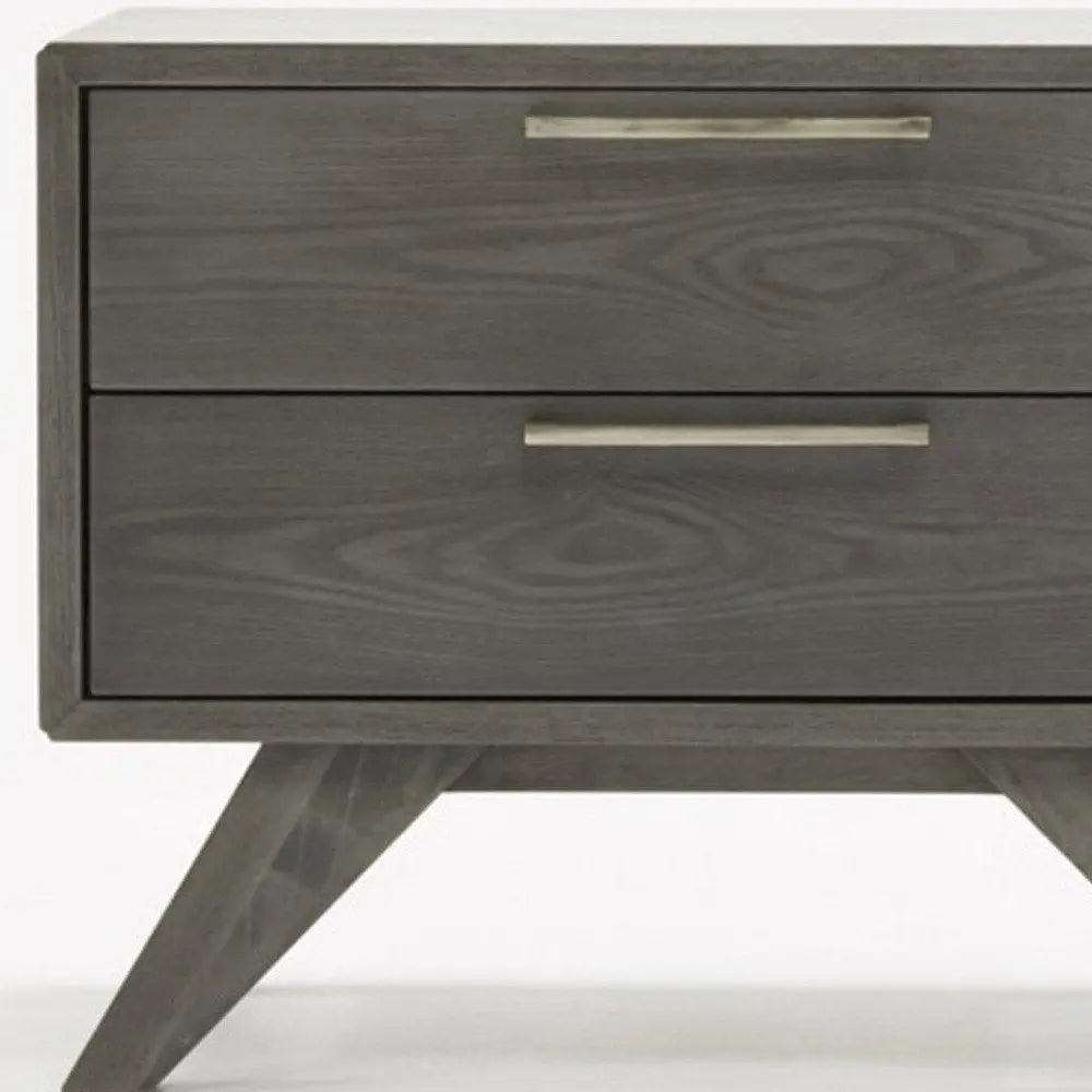 18" Solid Wood and Wood Two Drawer Nightstand HomeRoots