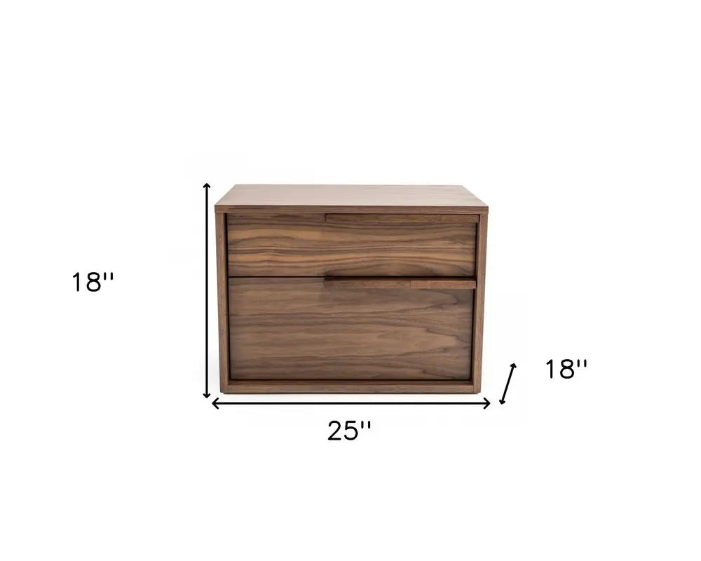 18" Wood Two Drawer Nightstand HomeRoots