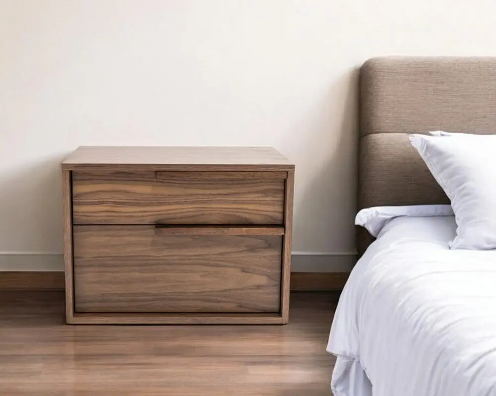 18" Wood Two Drawer Nightstand HomeRoots