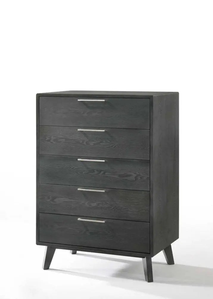30" Grey Wash Solid Wood Five Drawer Chest HomeRoots