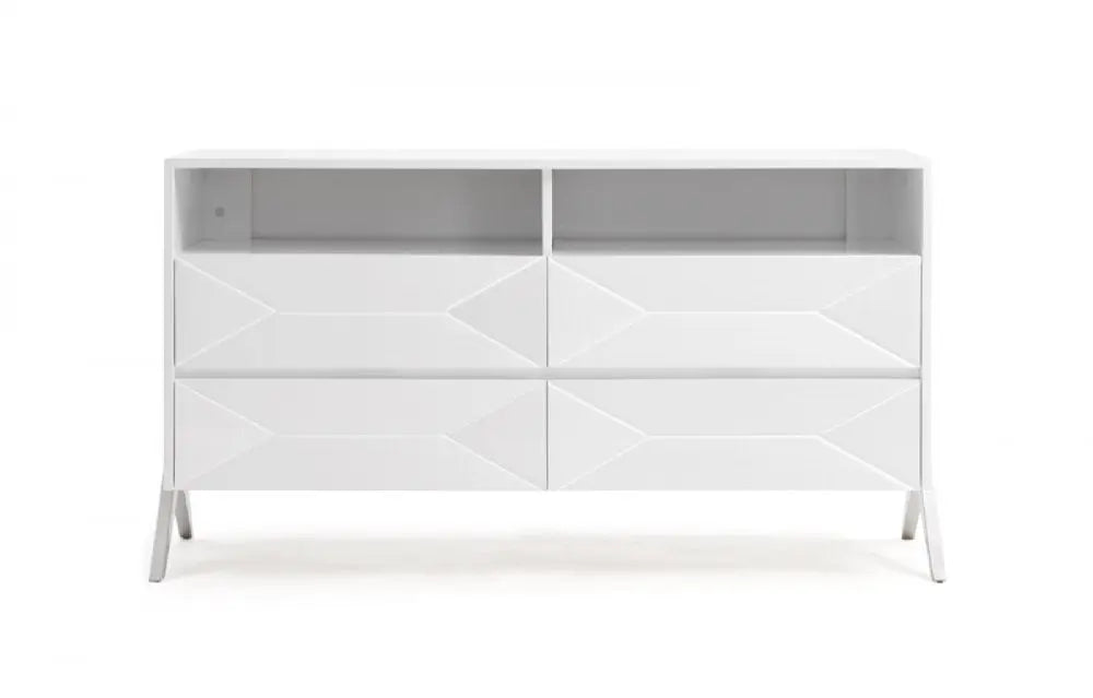 61" White Manufactured Wood Four Drawer Double Dresser HomeRoots