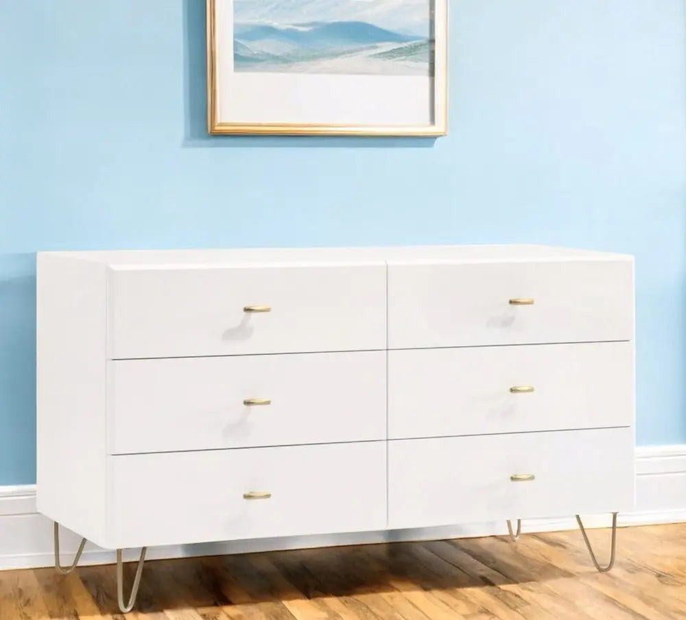 30" White Manufactured Wood Five Drawer Chest HomeRoots
