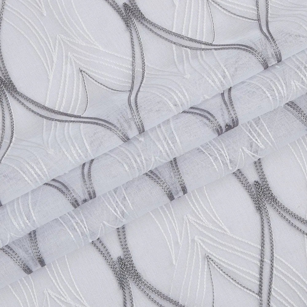 Set of Two 96"  White Wave Embroidered Window Panels HomeRoots