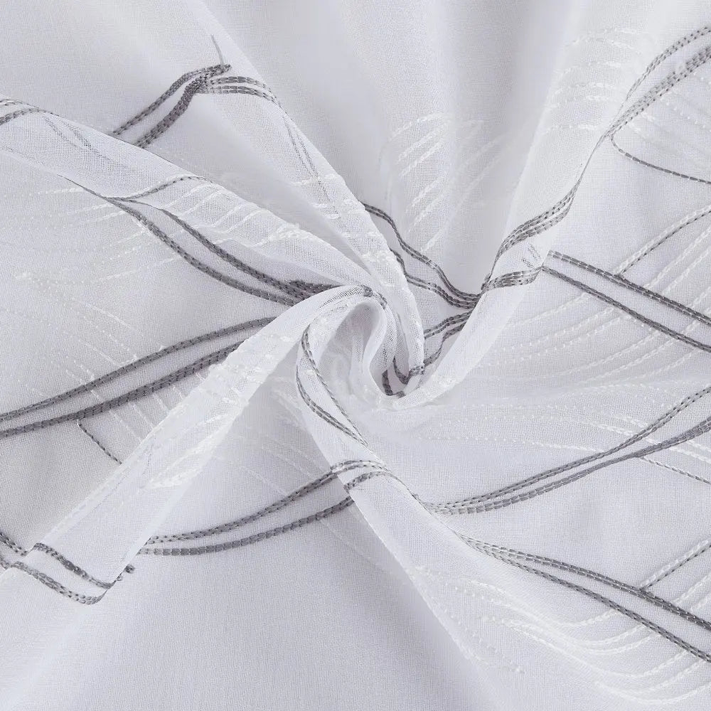 Set of Two 96"  White Wave Embroidered Window Panels HomeRoots