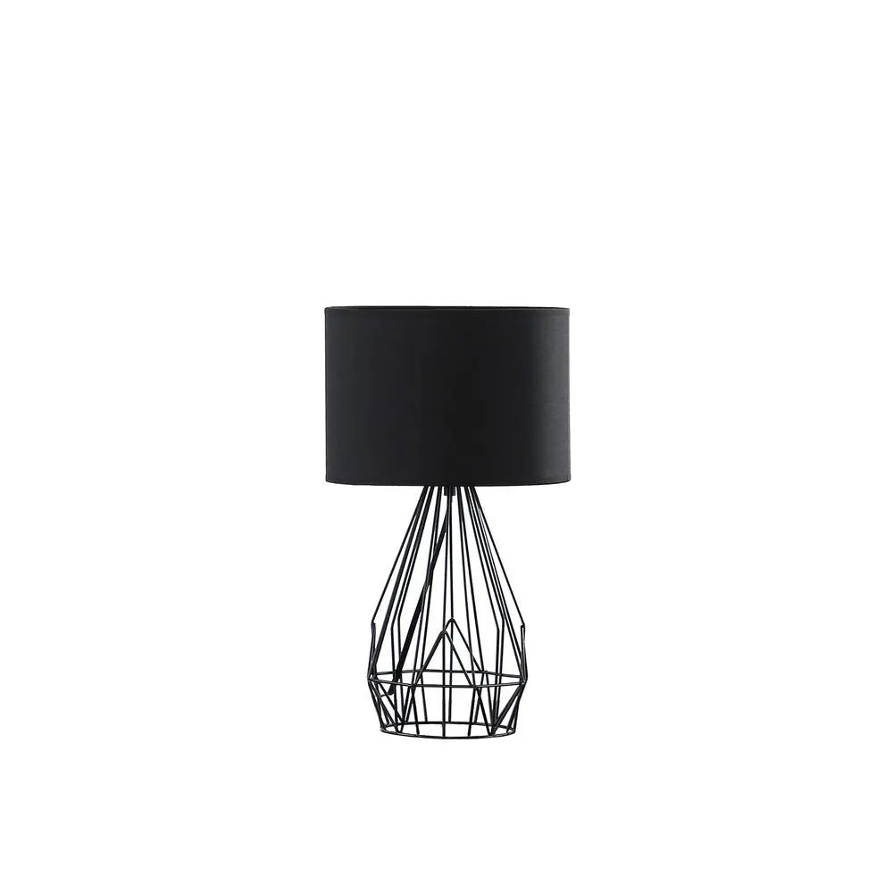 18” Asymmetric Black Cage Metal Table Lamp HomeRoots