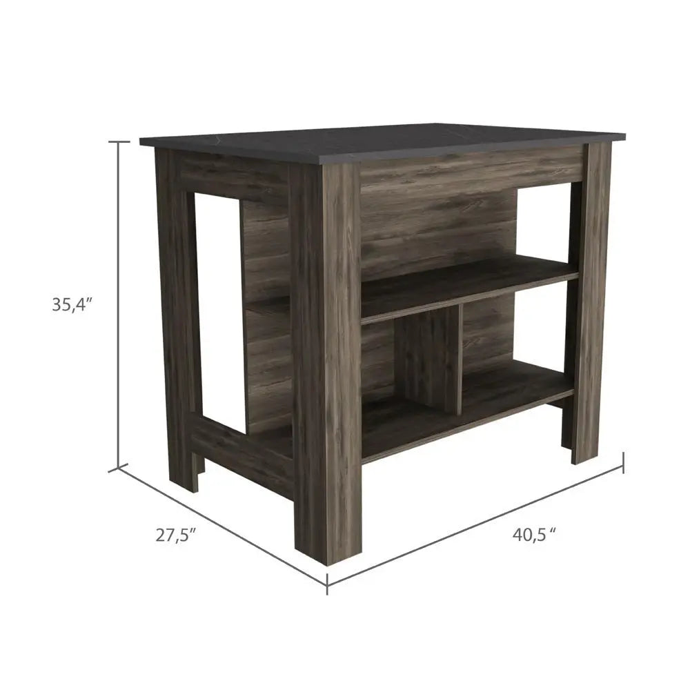 Dark Brown and Brown 41" Kitchen Island With Storage HomeRoots