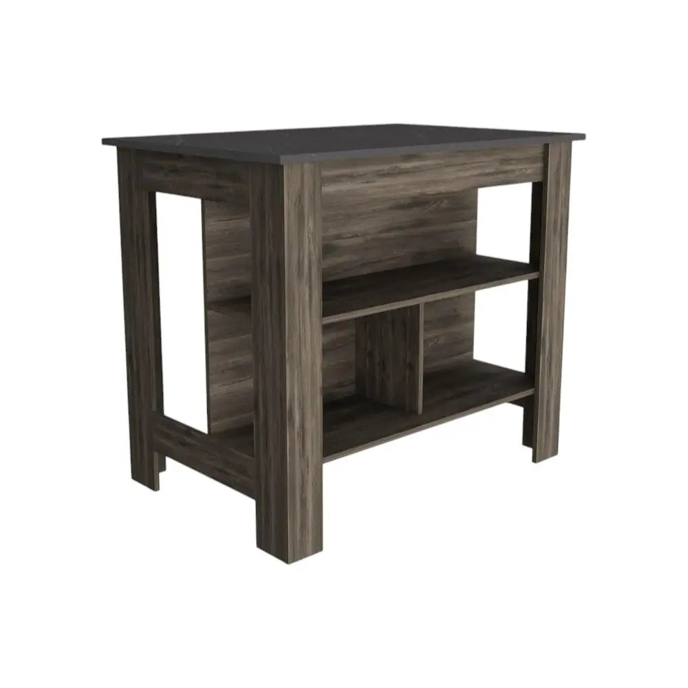 Dark Brown and Brown 41" Kitchen Island With Storage HomeRoots