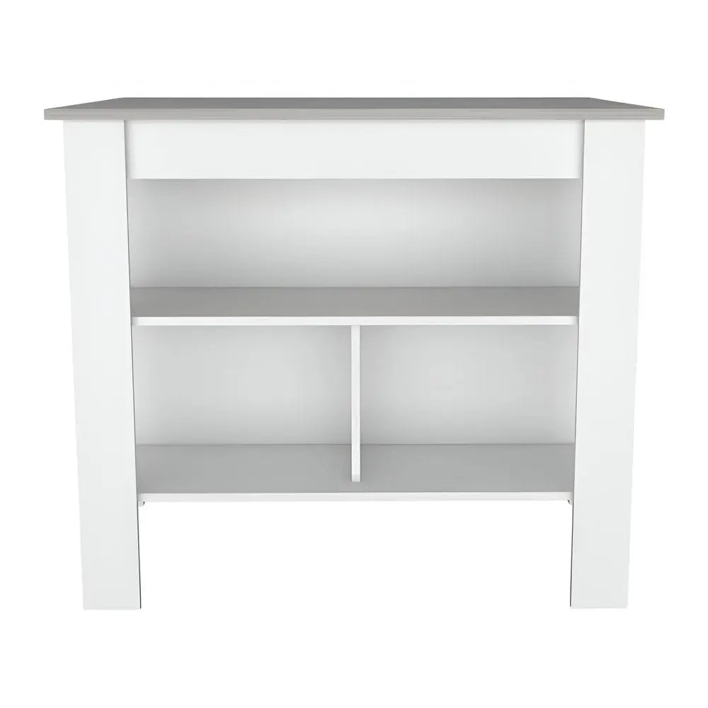 White and Gray 41" Kitchen Island With Storage HomeRoots
