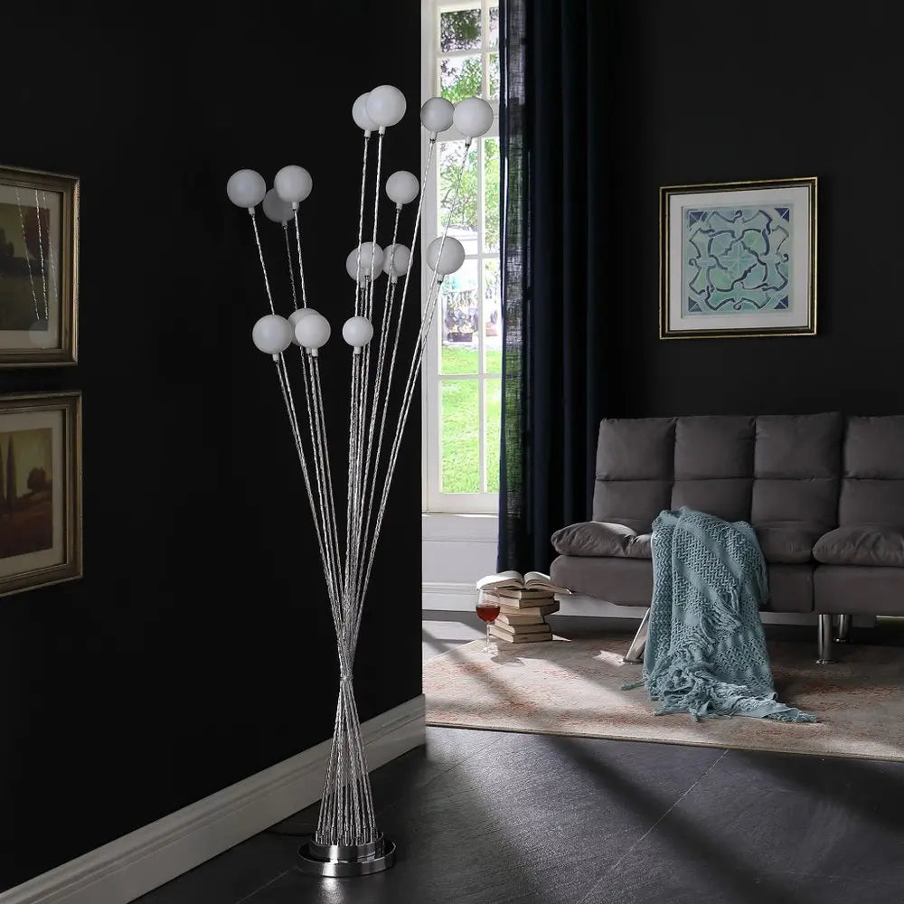 62" Silver 16 LED Novelty Floor Lamp With White HomeRoots