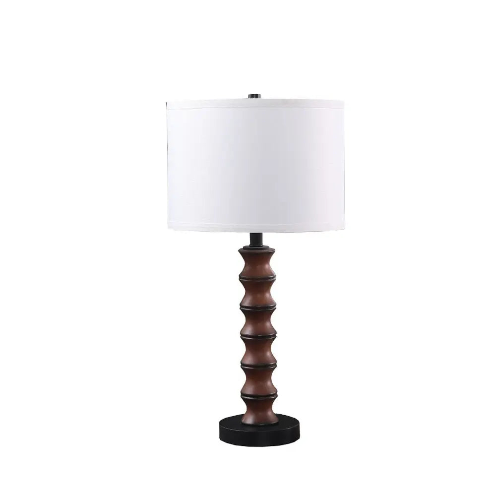 28" Dark Cherry Polyresin Indents Table Lamp With White Shade HomeRoots