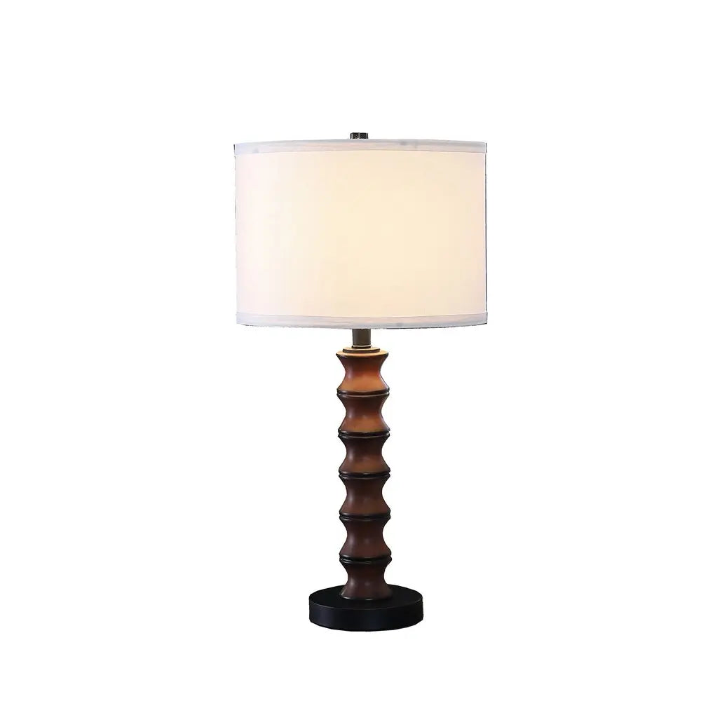 28" Dark Cherry Polyresin Indents Table Lamp With White Shade HomeRoots