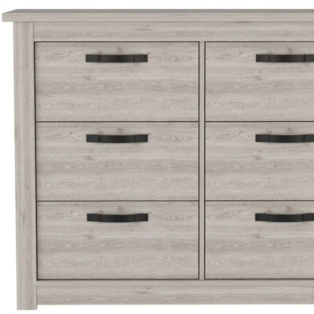 47" Gray Wood Six Drawer Double Dresser HomeRoots