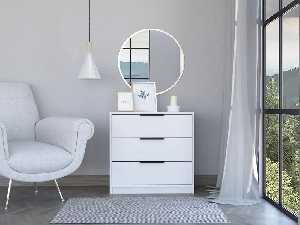 28" White Three Drawer Standard Chest HomeRoots