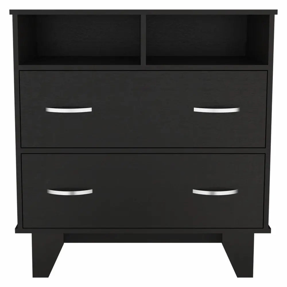 32" Black Manufactured Wood Two Drawer Dresser HomeRoots