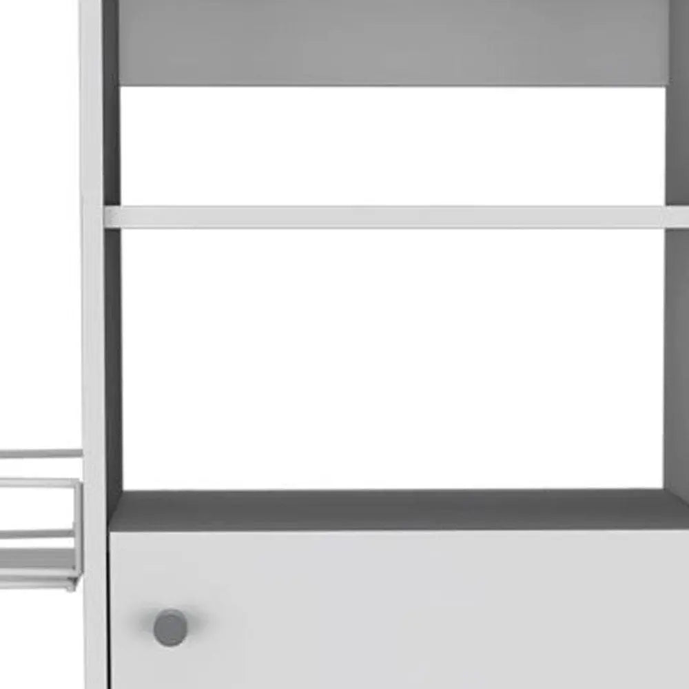 Carrito de cocina blanco con ruedas de 24" y almacenamiento