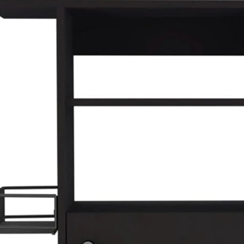 Black 24" Rolling Kitchen Cart With Storage HomeRoots