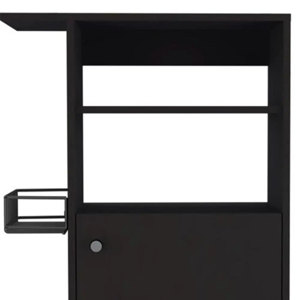 Black 24" Rolling Kitchen Cart With Storage HomeRoots