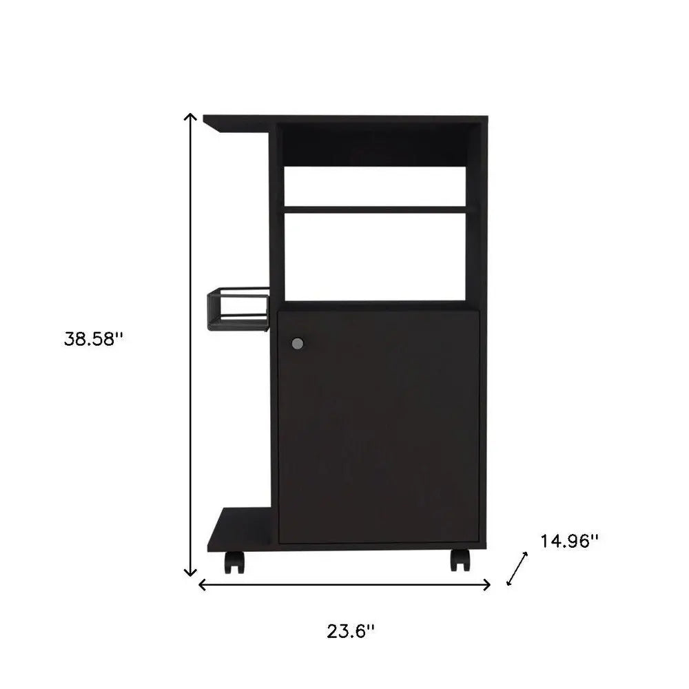 Black 24" Rolling Kitchen Cart With Storage HomeRoots