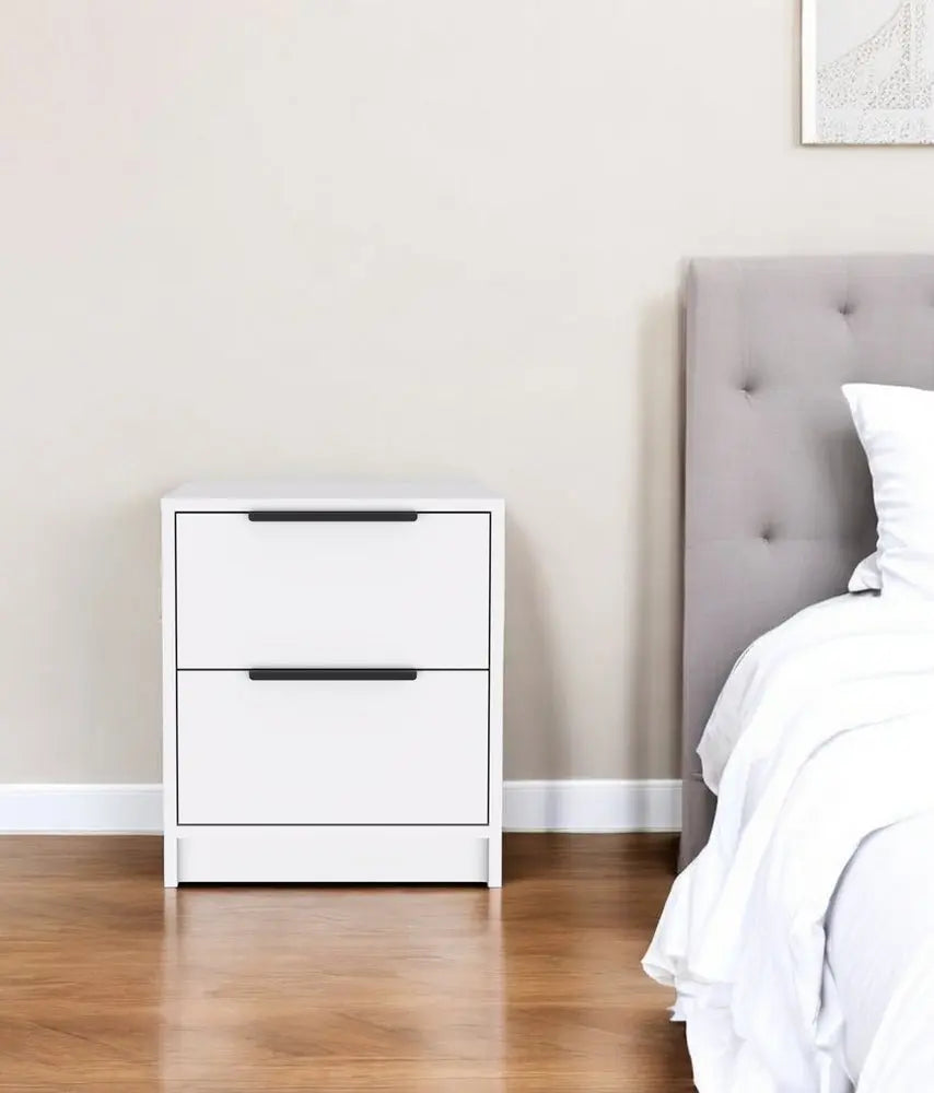 19" Wood Two Drawer Nightstand HomeRoots