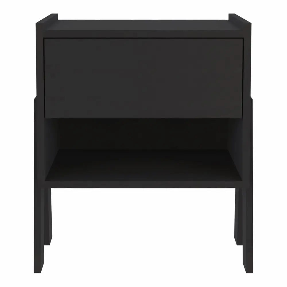22" Black Wood One Drawer Nightstand HomeRoots
