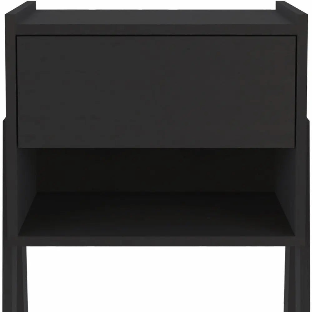 22" Black Wood One Drawer Nightstand HomeRoots