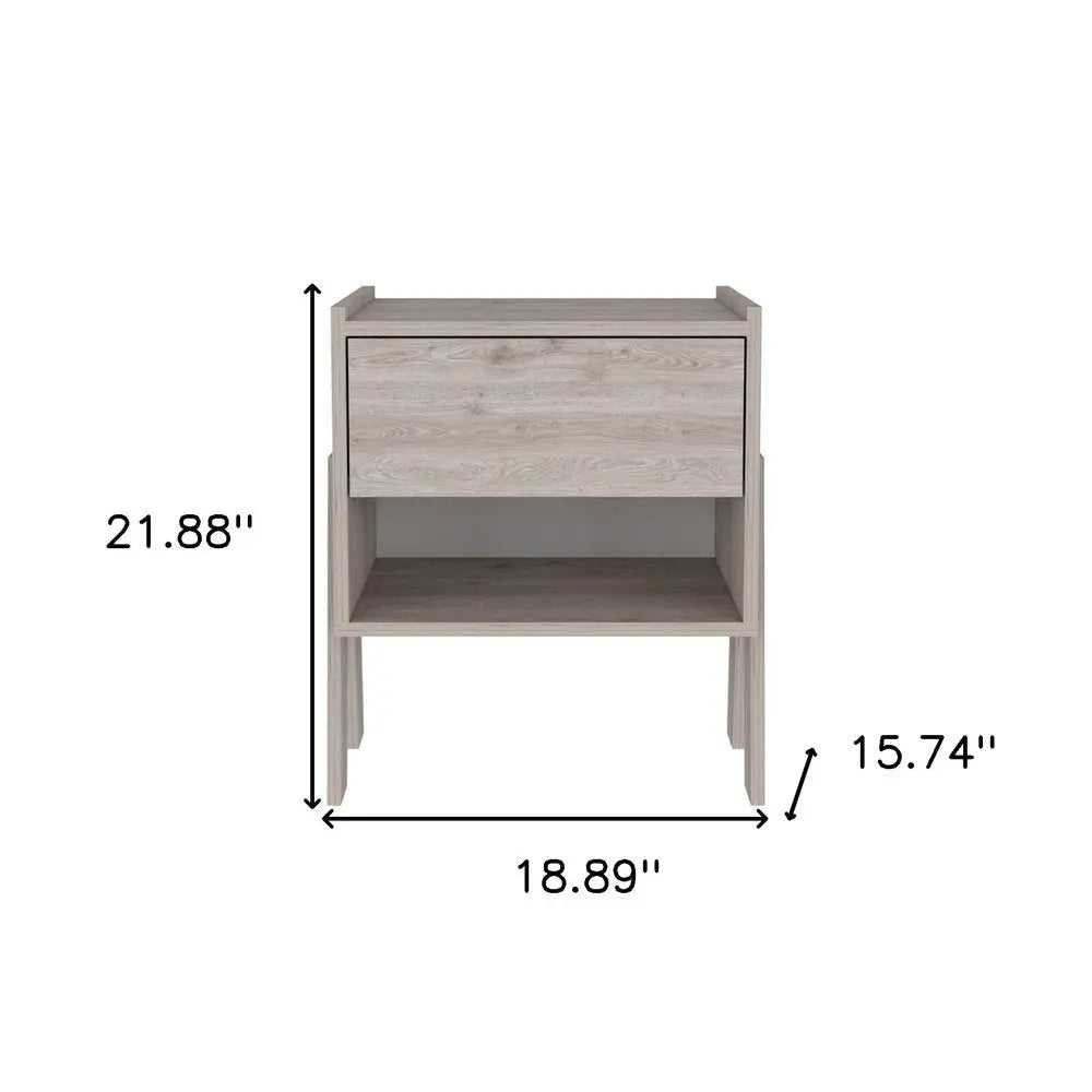22" Light Gray Wood One Drawer Nightstand HomeRoots