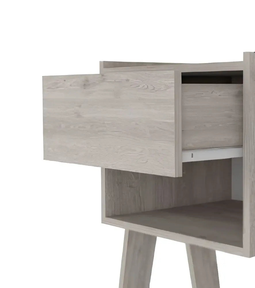 22" Light Gray Wood One Drawer Nightstand HomeRoots