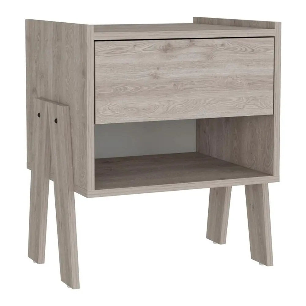 22" Light Gray Wood One Drawer Nightstand HomeRoots
