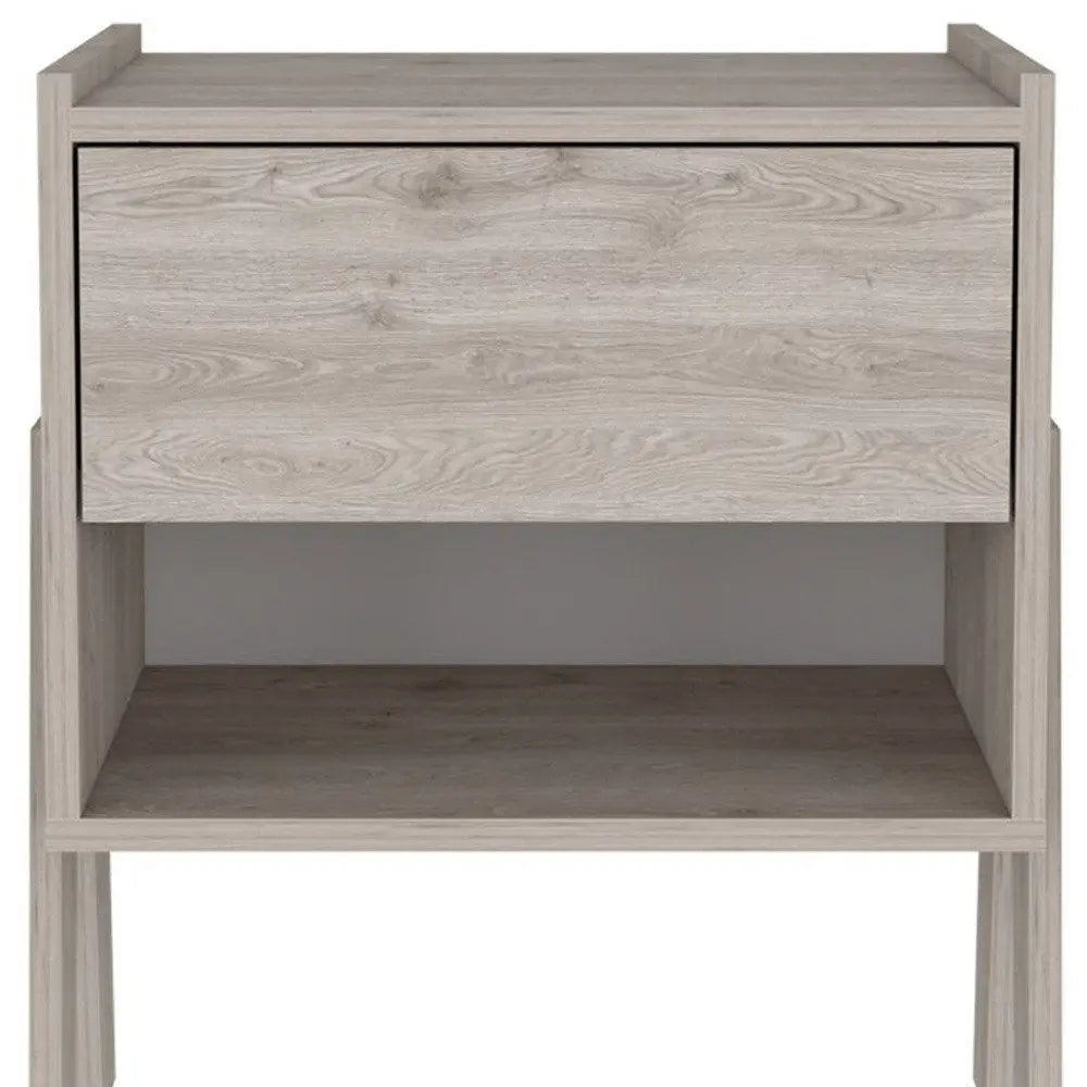 22" Light Gray Wood One Drawer Nightstand HomeRoots