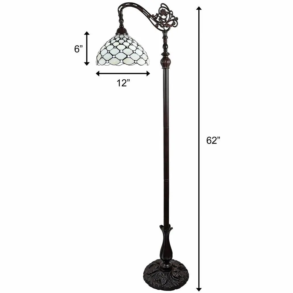 62" Brown And White Metal Floor Lamp With White Glass Bowl Shade HomeRoots