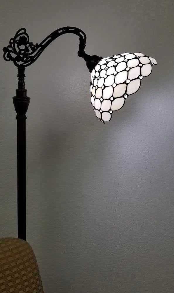 62" Brown And White Metal Floor Lamp With White Glass Bowl Shade HomeRoots