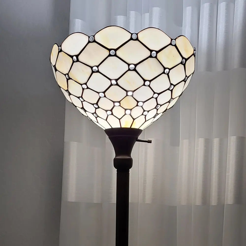 62" Brown And White Floor Lamp With White Glass Bowl Shade HomeRoots