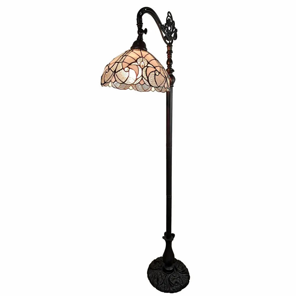 62" Brown And White Floor Lamp With White Glass Bowl Shade HomeRoots