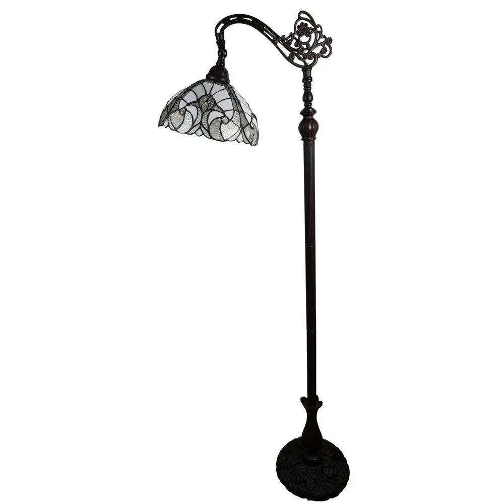62" Brown And White Floor Lamp With White Glass Bowl Shade HomeRoots