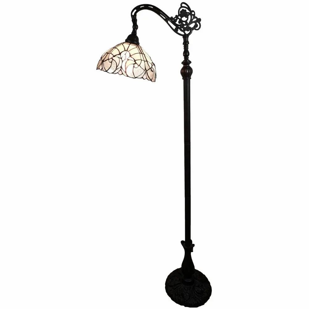 62" Brown And White Floor Lamp With White Glass Bowl Shade HomeRoots