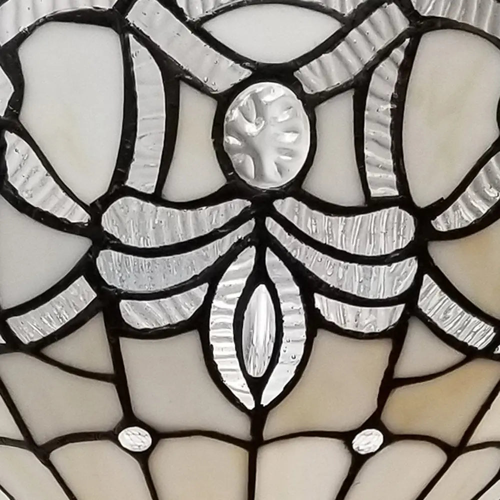 72" Brown And White Torchiere Floor Lamp With White Flowers Glass Dome Shade HomeRoots