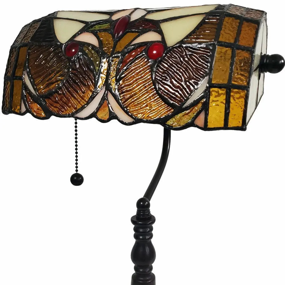 19" Dark Brown Candlestick Table Lamp With Beige Dome Shade HomeRoots