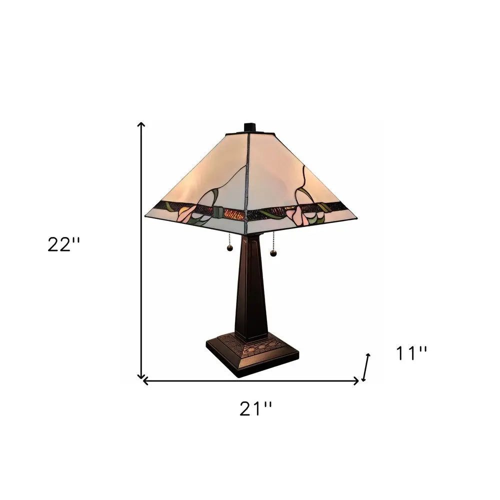 22" Dark Brown Metal Two Light Candlestick Table Lamp With Ivory Shade HomeRoots