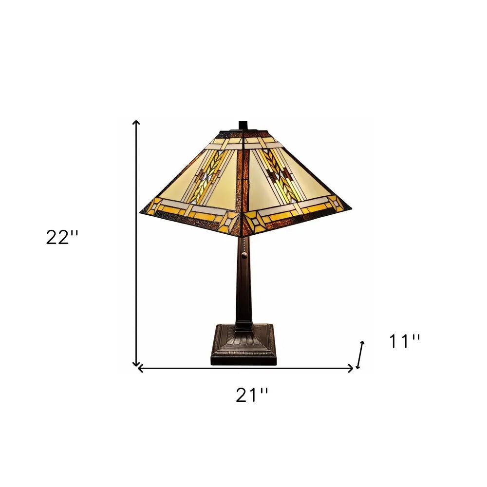 22" Dark Brown Metal Two Light Candlestick Table Lamp With Beige Shade HomeRoots