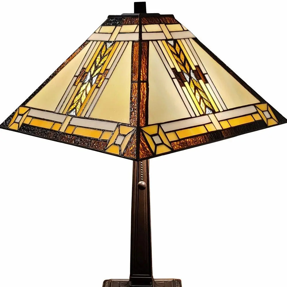 22" Dark Brown Metal Two Light Candlestick Table Lamp With Beige Shade HomeRoots