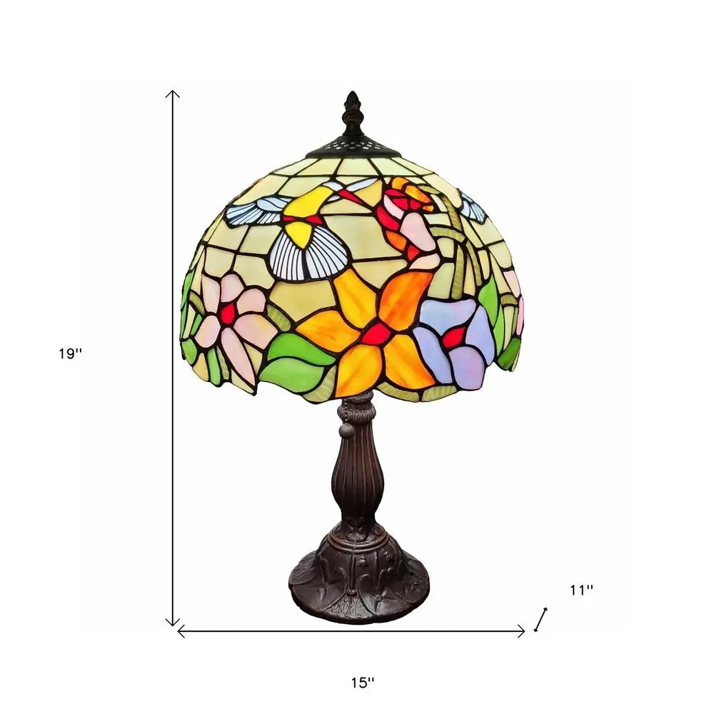 19" Dark Brown Metal Candlestick Table Lamp With Ivory Dome Shade HomeRoots