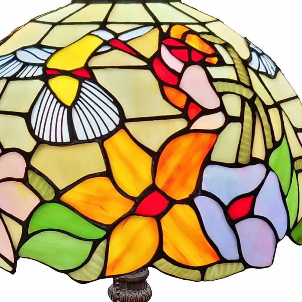 19" Dark Brown Metal Candlestick Table Lamp With Ivory Dome Shade HomeRoots