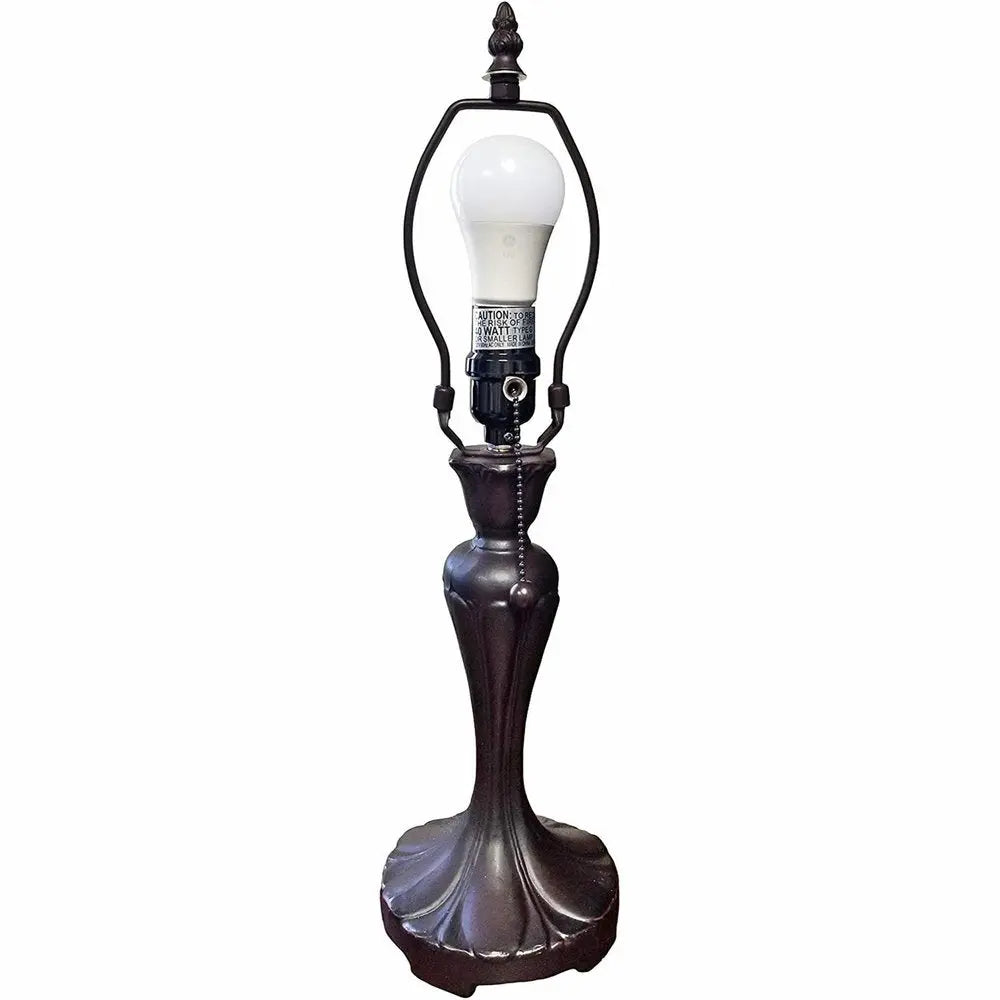 19" Dark Brown Metal Candlestick Table Lamp With White Dome Shade HomeRoots