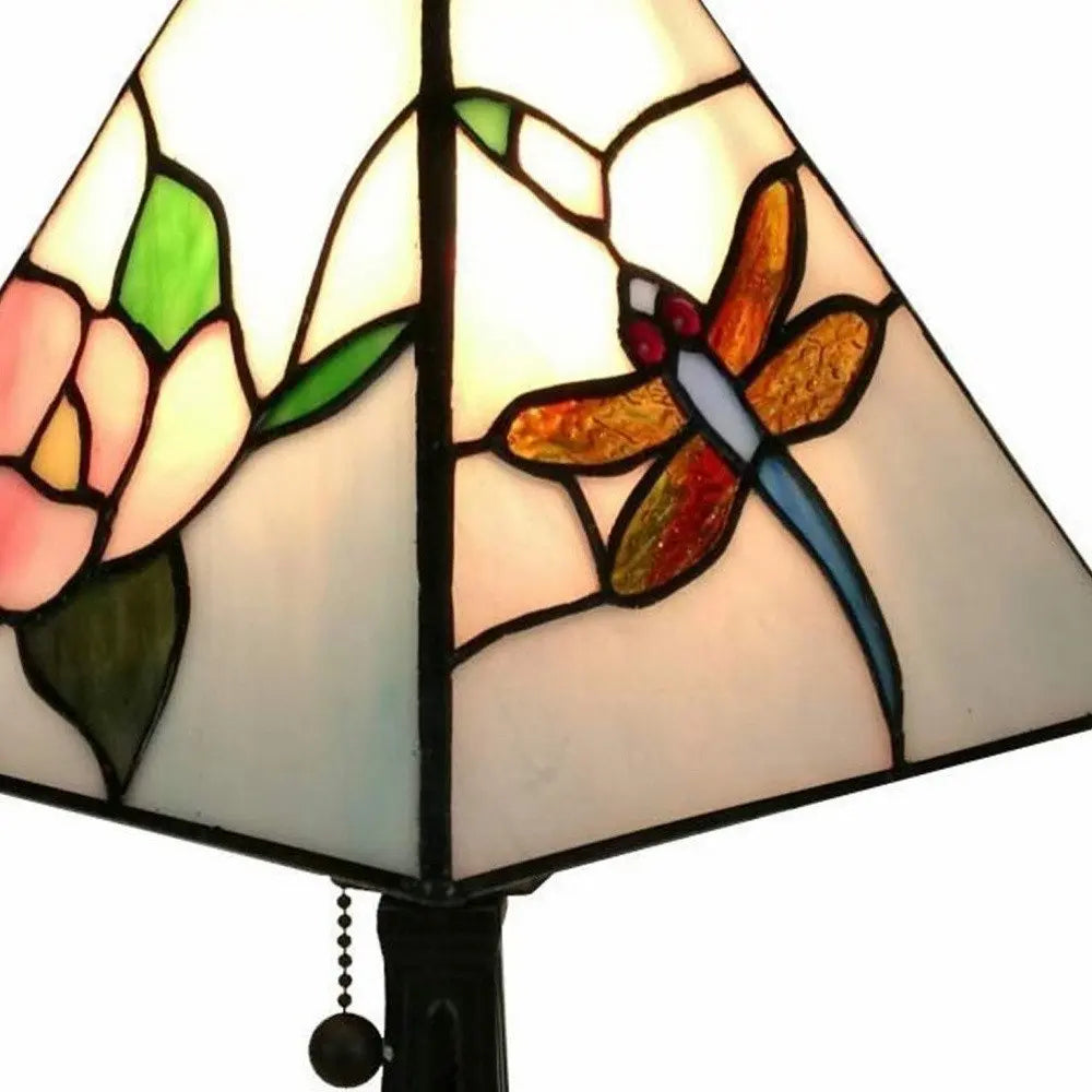 15" Dark Brown Metal Candlestick Table Lamp With White Empire Shade HomeRoots